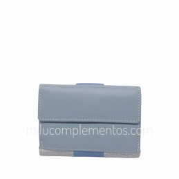 Cartera de piel napa trenzada Caramelo azul