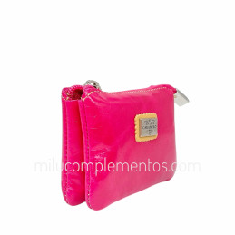 Monedero de Piel Caramelo Colección Athene Fucsia de gran calidad