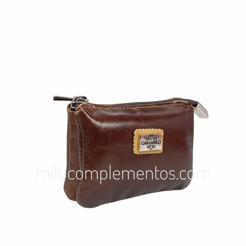 Monedero de Piel Caramelo Colección Athene Marrón nueva temporada