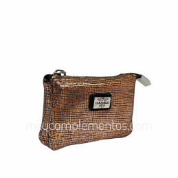 Monedero de Piel Brisa Caramelo Colección Cobre Relieve de mujer