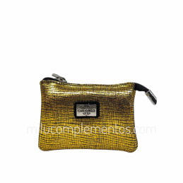 Monedero de Piel Brisa Caramelo Color Amarillo con releve