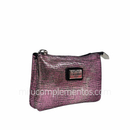Monedero de Piel Brisa Caramelo Color Rosa con brillo