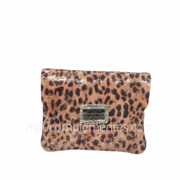 Monedero Piel Caramelo Gobar Rosa Solapa de mujer