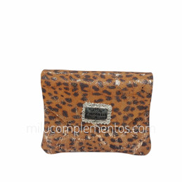 Monedero Piel Caramelo Gobar Camel Solapa de mujer
