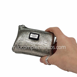 Monedero de Piel Brisa Caramelo Color Bronce con brillo