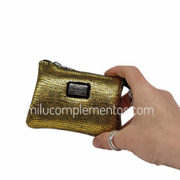 Monedero de Piel Brisa Caramelo Color Amarillo con cremallera