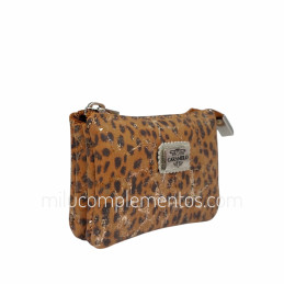 Monedero de Piel Gobar Caramelo Color Camel animal print