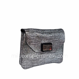 Monedero Piel Caramelo Brisa Plata Solapa de fuelle
