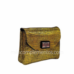 Monedero Piel Caramelo Brisa Ocre Solapa y relieve