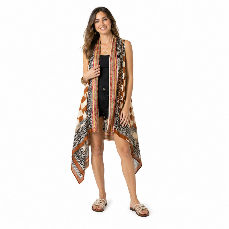Chaleco Tantrend Estampado Block Print y Dorado de mujer