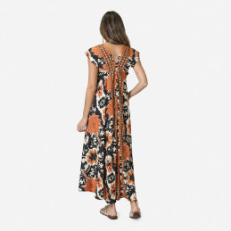 Vestido Largo Tantrend Estampado Palm Beach/Dorado buen precio