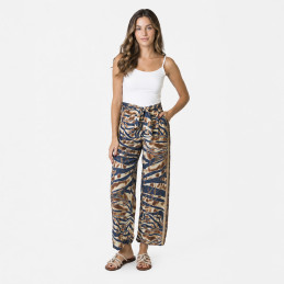 Pantalón Polysilk Tantrend Animal y Foil Dorado de mujer