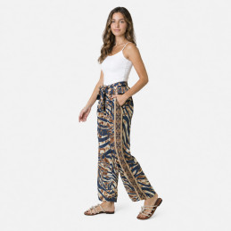 Pantalón Polysilk Tantrend Animal y Foil Dorado con bolsillos