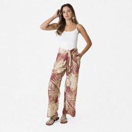 Pantalón Tantrend Estampado Exotic Leaves y Dorado de chica