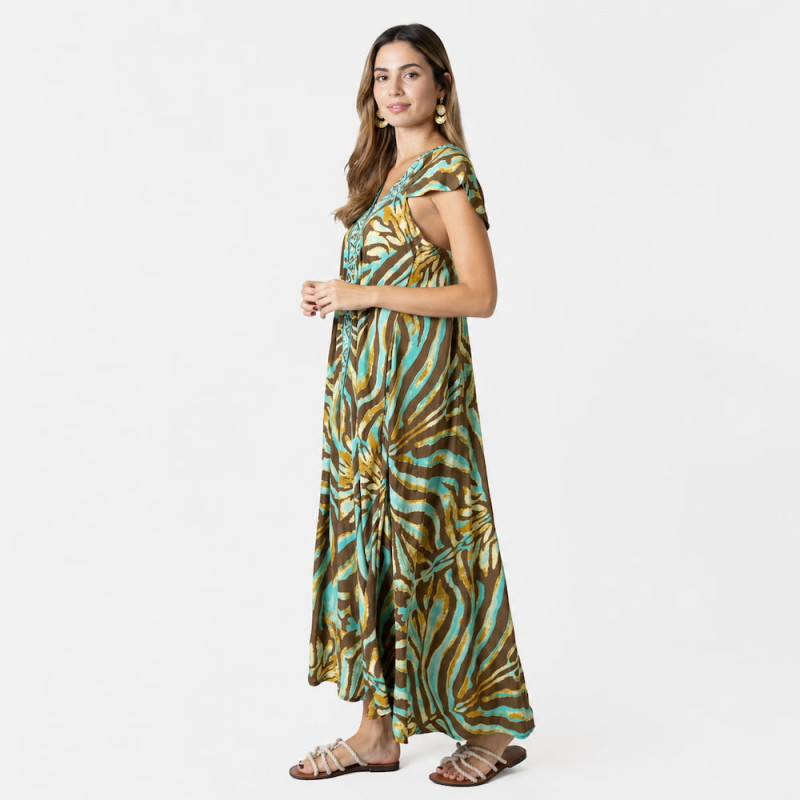 Vestido Largo Tantrend Animal/Foil Dorado de chica