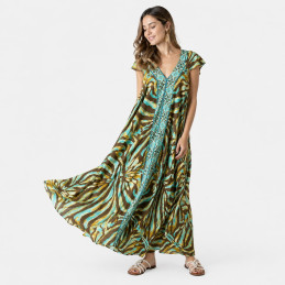 Vestido Largo Tantrend Animal/Foil Dorado nueva temporda