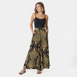 Falda Pantalón Tantrend Black Peacock/Foil Dorado de mujer