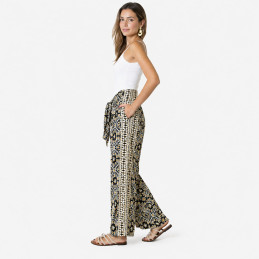 Pantalón Polysilk Tantrend Black Arabesque/Dorado de calidad