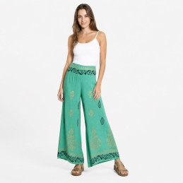 Pantalón palazzo Tantrend color verde LINEA NATURAL SOUL tamaño real