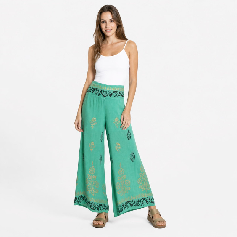 Pantalón palazzo Tantrend color verde LINEA NATURAL SOUL tamaño real