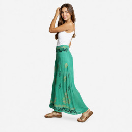 Pantalón palazzo Tantrend color verde LINEA NATURAL SOUL detalle