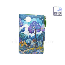 Cartera Belmonte Pájaro Azul Fantasía Piel mediana de señora