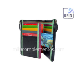 Cartera Belmonte Noche Estrellada Piel mediana tarjetas, fotos