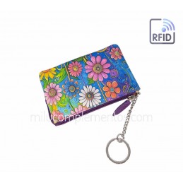 Monedero de piel fuelle Flores fucsia Belmonte llaves