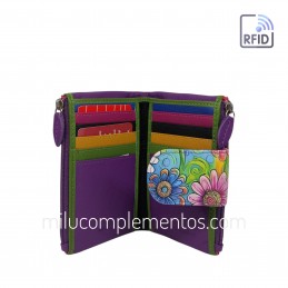Cartera Belmonte Flores fucsia Piel pequeña nueva temporada