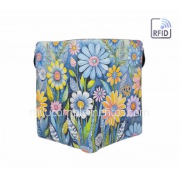 Cartera Belmonte Flores azul Piel mediana de mujer