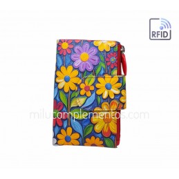 Cartera Belmonte Flores naranja Piel mediana tienda online