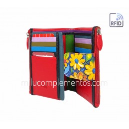 Cartera Belmonte Flores naranja Piel mediana buen precio