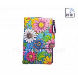 Cartera Belmonte Flores fucsia Piel mediana de chica