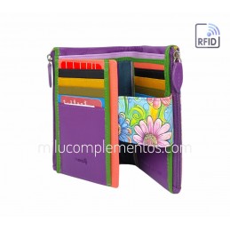 Cartera Belmonte Flores fucsia Piel mediana gran calidad
