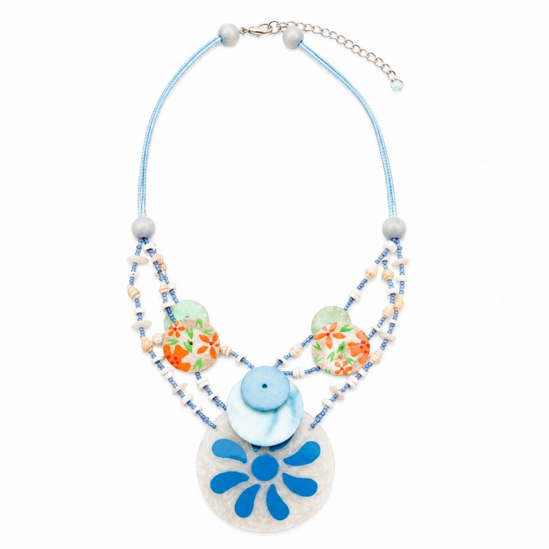 Collar mediano Tantrend Nácar Flor Azul Multicolor