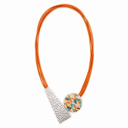 Collar Tantrend con cierre de Imán Naranja Plateado