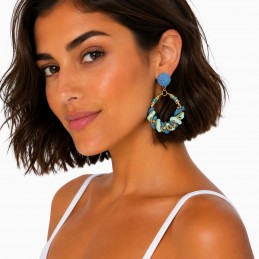 Pendientes tamaño medio Tantrend color azul celeste de mujer