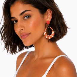 Pendientes tamaño medio Tantrend color naranja de mujer