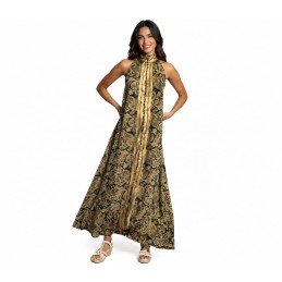 Vestido largo Tantrend negro/dorado LINEA BOHO SOUL verano