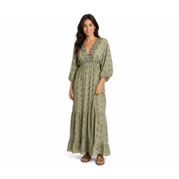 Vestido largo Tantrend color verde LINEA BOHO SOUL de calidad