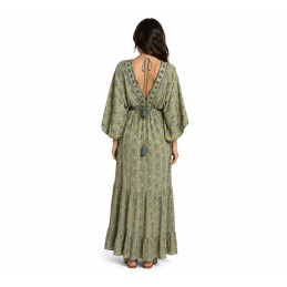 Vestido largo Tantrend color verde LINEA BOHO SOUL espalda