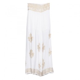 Pantalón palazzo Tantrend color blanco/dorado
