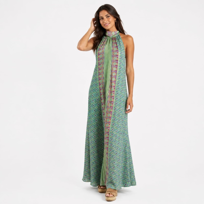 Vestido Tantrend verde multicolor LINEA BOHO SOUl de señora