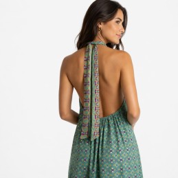 Vestido Tantrend verde multicolor LINEA BOHO SOUl espalda descubierta