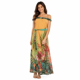 Vestido largo con estampado tropical marca Baba