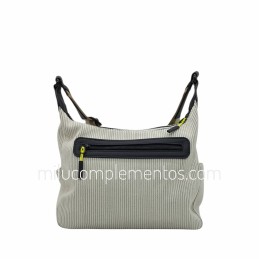 Bolso bandolera Ventis blanco rib con bolsillos