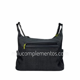 Bolso bandolera Ventis negro rib con bolsillos