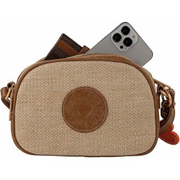 Bolso Bandolera Lois Jacqueline Camel-Rafia doble hueco