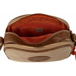 Bolso Bandolera Lois Jacqueline Camel-Rafia con bolsillos