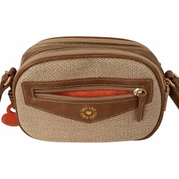Bolso Bandolera Lois Jacqueline Camel-Rafia bolsillo trasero